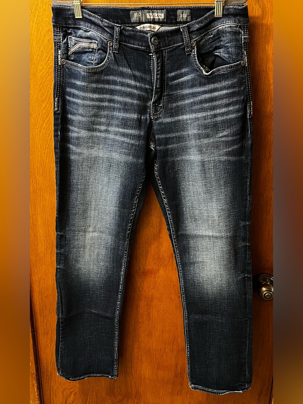 BKE Men's Straight Jeans - Dark Blue Fade